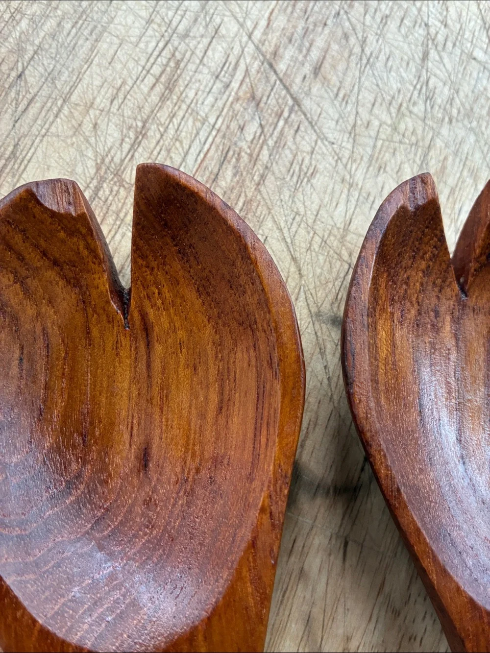 Teak Fat Bottom Wooden Salad Serving Spork Set Super Heavy Substantial Danish